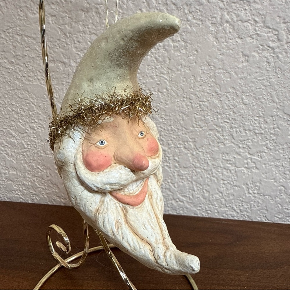 Bethany Lowe RUCUS STUDIO Ornament Retired Beige Hat Half Moon Christmas